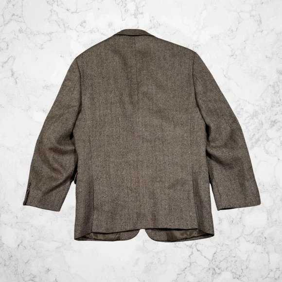Lauren Ralph Lauren Mens 38S Slim Fit 100% Wool Herringbone Blazer Brown - Picture 2 of 10